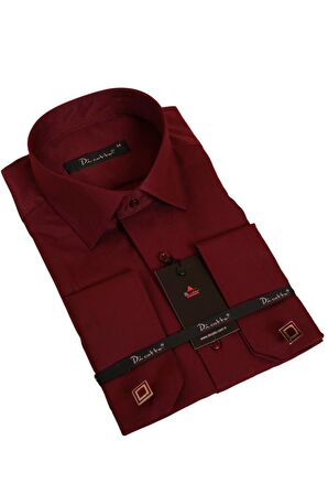 Bordo Rahat Kesim Micro Kumaş Kol Düğmeli Regular Fit Erkek Gömlek - 190-13