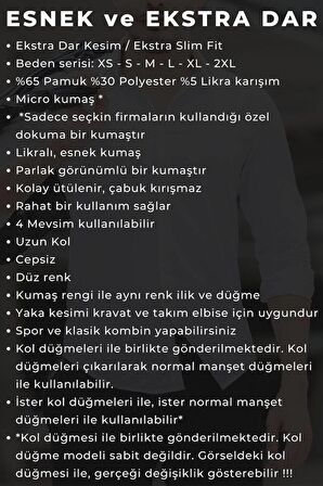 Beyaz Ekstra Dar Kesim Likralı Esnek Micro Kumaş Kol Düğmeli Slim Fit Erkek Gömlek - 195-1