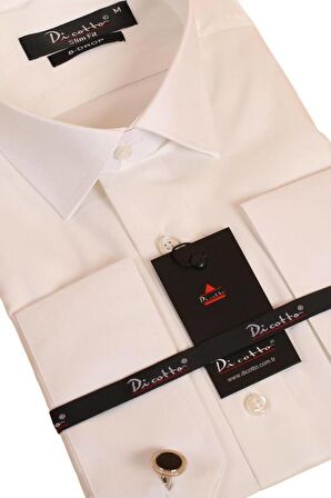Krem 8 Drop Ekstra Uzun Kol Dar Kesim Micro Kumaş Kol Düğmeli Slim Fit Erkek Gömlek - 197-10
