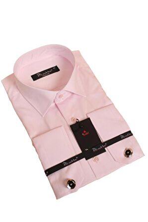 Pembe Dar Kesim Micro Kumaş Kol Düğmeli Slim Fit Erkek Gömlek - 201-2