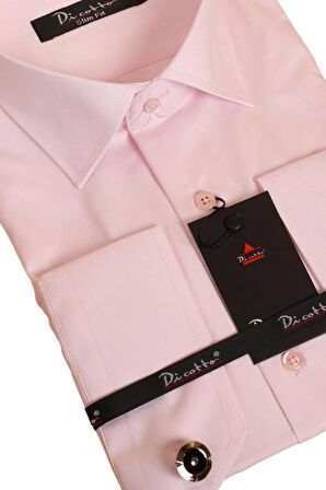 Pembe Dar Kesim Micro Kumaş Kol Düğmeli Slim Fit Erkek Gömlek - 201-2