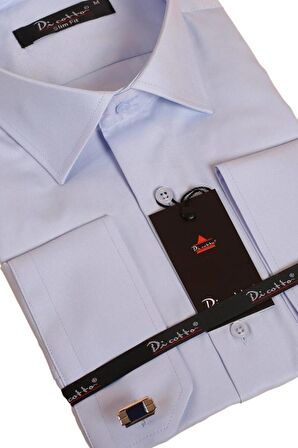 Mavi Dar Kesim Micro Kumaş Kol Düğmeli Slim Fit Erkek Gömlek - 201-4