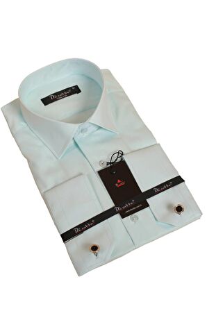 Su Yeşili Mint Dar Kesim Micro Kumaş Kol Düğmeli Slim Fit Erkek Gömlek - 201-22