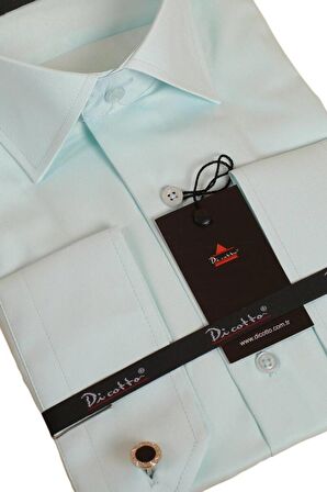 Su Yeşili Mint Dar Kesim Micro Kumaş Kol Düğmeli Slim Fit Erkek Gömlek - 201-22