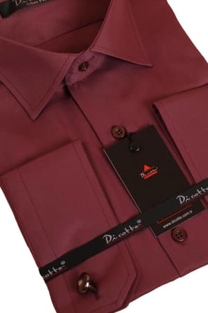 Mürdüm Dar Kesim Micro Kumaş Kol Düğmeli Slim Fit Erkek Gömlek - 201-23