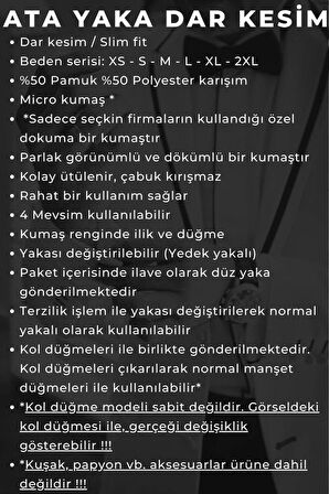 Siyah Düz Damatlık Ata Yaka Kol Düğmeli Slim Fit Smokin Gömlek - 010