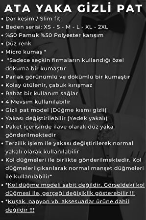 Beyaz Gizli Düğmeli Damatlık Ata Yaka Kol Düğmeli Slim Fit Smokin Gömlek - 001