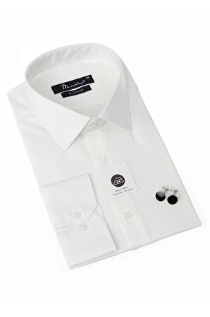 Krem Ekstra Büyük Yaka 4 Drop Rahat Kesim Micro Kumaş Kol Düğmeli Regular Fit Erkek Gömlek - 189-10-DC24W