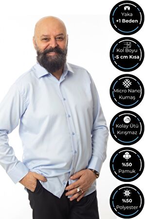 Mavi Ekstra Büyük Yaka 4 Drop Rahat Kesim Micro Kumaş Kol Düğmeli Regular Fit Erkek Gömlek - 189-4-DC24W