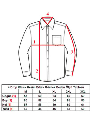 Lacivert Ekstra Büyük Yaka 4 Drop Rahat Kesim Micro Kumaş Kol Düğmeli Regular Erkek Gömlek // 189-12