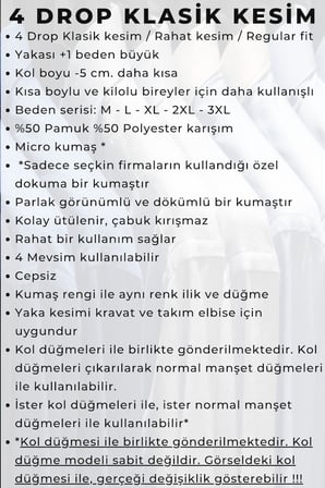 İndigo Ekstra Büyük Yaka 4 Drop Rahat Kesim Micro Kumaş Kol Düğmeli Regular Fit Erkek Gömlek / 189-5