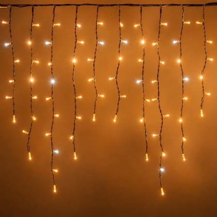 4 Metre 192 LED Profesyonel Perde Led Işık Dış Mekan Kalın Kablolu Beyaz Flaşlı Kafe Restoran Bahçe Teras Aydınlatma