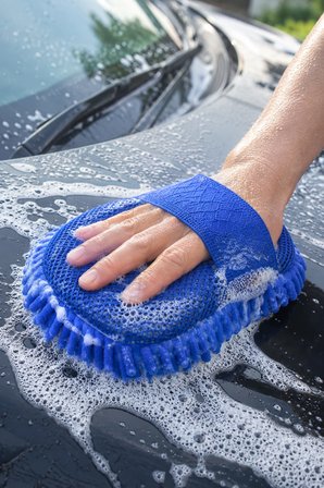 Deconitte Mikrofiber Oto Yıkama Süngeri, Çizmez Araç Temizlik Pedi, Ergonomik El Bantlı Araba Sünger