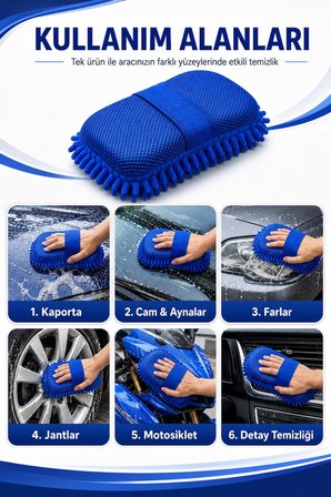 Deconitte Mikrofiber Oto Yıkama Süngeri, Çizmez Araç Temizlik Pedi, Ergonomik El Bantlı Araba Sünger