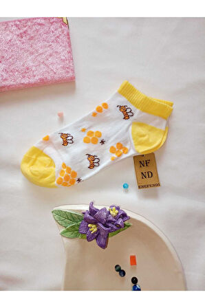 3 ÇİFT BURUN DİKİŞSİZ PATİK ÇORAP YUMUŞAK PAMUKLU KISA KONÇ DESENLİ KADIN ÇORABI 36-40