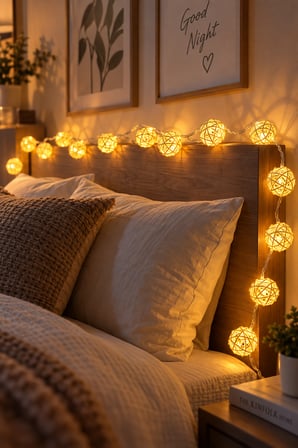 Deconitte 20 Rattan Top Şerit Led 4metre USB Kumandalı Yılbaşı Parti Organizasyon Ev Dekorasyon Işığı Aydınlatma