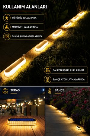 1 Adet Solar Güneş Enerjili Premium Kalite, 30 LED'li Dekoratif Zemin, Bahçe ve Peyzaj Aydınlatma – IP68 Su Geçirmez, Sarı Işık