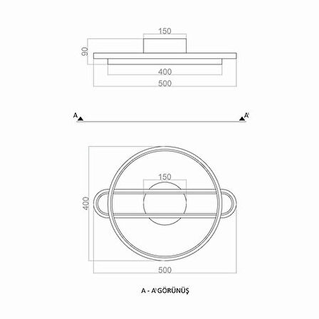 44W 3000K (Gün ışığı) 40cm Ledli Dekoratif Tavan Armatürü,DCT32142-A