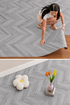 Deconitte Premium Kendinden Yapışkanlı Ahşap Balıksırtı Parke Görünümlü PVC Zemin Duvar Dolap Kaplama 60x100cm
