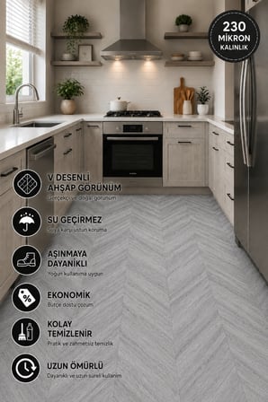 Deconitte Premium Kendinden Yapışkanlı Ahşap Balıksırtı Parke Görünümlü PVC Zemin Duvar Dolap Kaplama 60x100cm