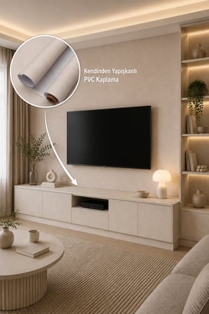 Deconitte Premium Açık Bej Ahşap Desenli Kendinden Yapışkanlı PVC Mobilya Dolap Tezgah Kaplama Folyo 60x100cm