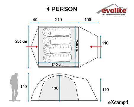 Evolite Excamp 4 Pro Çadır - 4 Mevsim