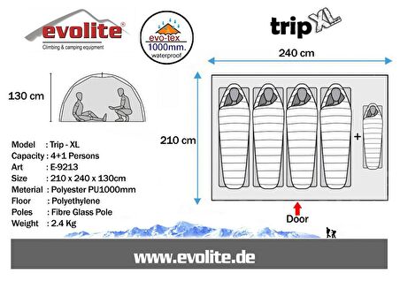 Evolite Trip XL Monodome 4+1 Kişilik Kamp Çadırı