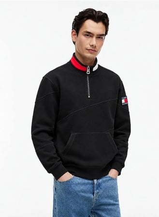 Tommy Hilfiger Dik Yaka Yarım Fermuarlı Sweatshirt