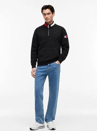Tommy Hilfiger Dik Yaka Yarım Fermuarlı Sweatshirt