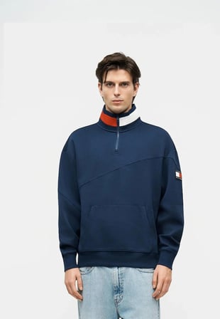Tommy Hilfiger Dik Yaka Yarım Fermuarlı Sweatshirt