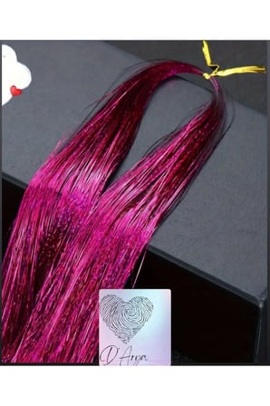 DD288 Işıltılı Koyu Pembe Simli Tinsel Saç Uzatma - Dark Pink Hair