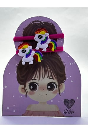 DD89 Unicornlu Renkli Çocuk Lastik Toka
