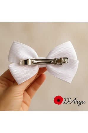 DD2304 Türk Bayraklı Fiyonk Saç Tokası (8 cm) Kırmızı Beyaz