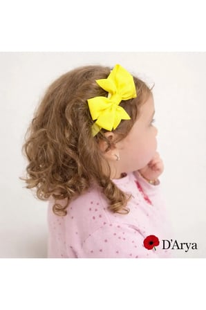 D’Arya Neon Sarı Büyük Fiyonk Bebek ve Kız Çocuk Saç Bandı – Kawaii Korean Style DD133