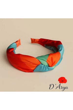 DD141 Yeşil Turuncu Düğüm Kumaş Taç
