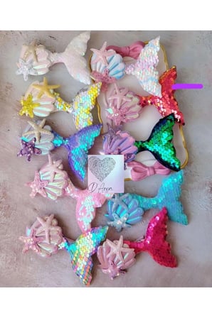 D’Arya Beyaz Pembe Deniz Kabuğu Pastel Yanar Döner Deniz Kızı Kuyruğu Kız Çocuk Saç Tokası DD168