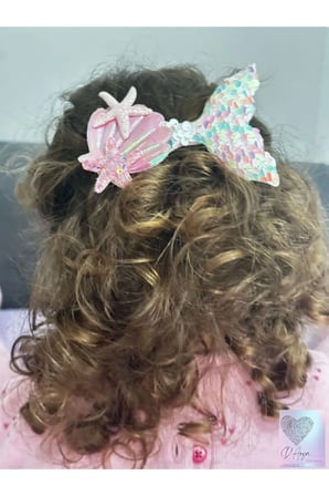 D’Arya Beyaz Pembe Deniz Kabuğu Pastel Yanar Döner Deniz Kızı Kuyruğu Kız Çocuk Saç Tokası DD168