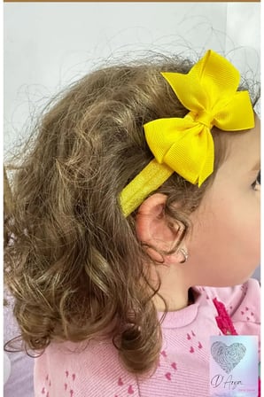 DD177 Sarı Beyaz Fiyonk Bebek & Çocuk Saç Bandı