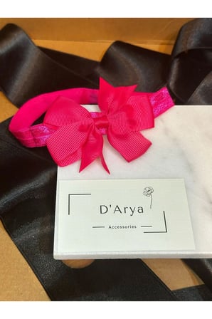 D’Arya Fuşya Pembe Büyük Fiyonk Bebek ve Kız Çocuk Saç Bandı – Kawaii Korean Style DD182