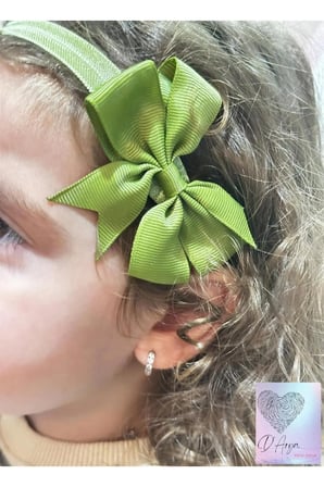 D’Arya Fıstık Yeşili Büyük Fiyonk Bebek ve Kız Çocuk Saç Bandı – Kawaii Korean Style DD188