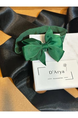 D’Arya Zümrüt Yeşili Büyük Fiyonk Bebek ve Kız Çocuk Saç Bandı – Kawaii Korean Style DD191
