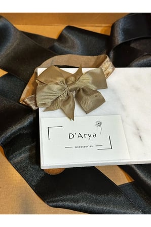 D’Arya Bej Vizon Büyük Fiyonk Bebek ve Kız Çocuk Saç Bandı – Kawaii Korean Style DD192