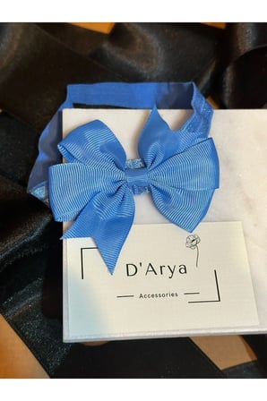 D’Arya Canlı Mavi Büyük Fiyonk Bebek ve Kız Çocuk Saç Bandı – Kawaii Korean Style DD194