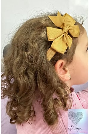 D’Arya Taba Hardal Büyük Fiyonk Bebek ve Kız Çocuk Saç Bandı – Kawaii Korean Style DD199