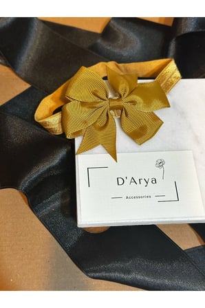 D’Arya Taba Hardal Büyük Fiyonk Bebek ve Kız Çocuk Saç Bandı – Kawaii Korean Style DD199