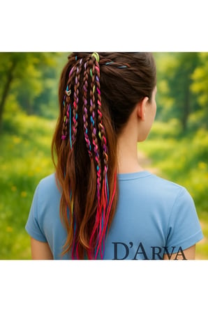 D’Arya Renkli Saç Örgü İpi Hair Wrap – Rasta Saç İpi Çocuk Genç Festival Saç Aksesuarı DD221