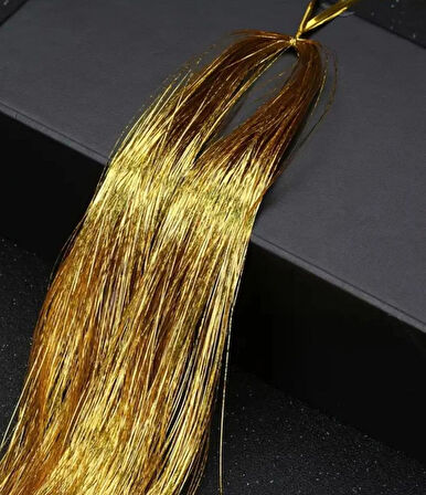 DD224 Işıltılı Simli Tinsel Saç Uzatma Altın Sarısı