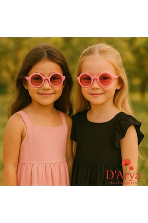 D’Arya Accessories Pembe Yuvarlak Çocuk Gözlüğü ve Saklama Kabı DD229