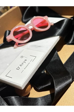 D’Arya Accessories Pembe Yuvarlak Çocuk Gözlüğü ve Saklama Kabı DD229
