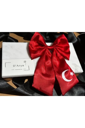 D’Arya Türk Bayraklı Kırmızı Beyaz Saten Klips Saç Tokası – Ay Yıldız 23 Nisan 29 Ekim DD1923
